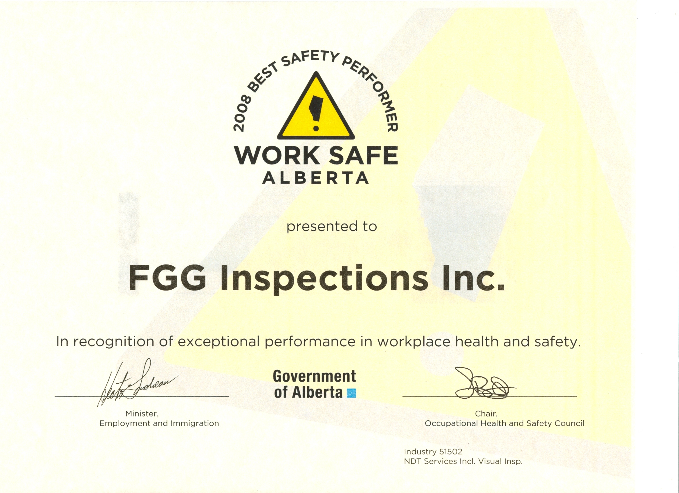 Safety Certificate Information